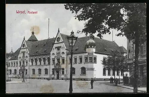 AK Wesel a. Rh., Strassenpartie am Kaiserl. Postamt