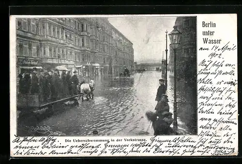 AK Berlin-Kreuzberg, Hochwasser in der Yorkstrasse