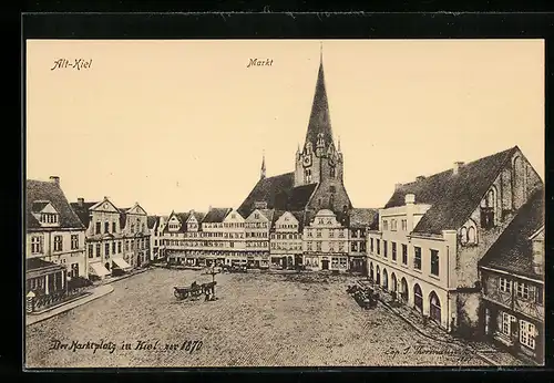 AK Alt-Kiel, Markt mit Kirche vor 1870