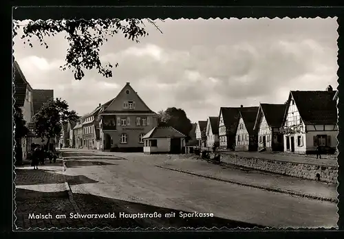 AK Malsch /Schwarzwald, Hauptstrasse mit Sparkasse