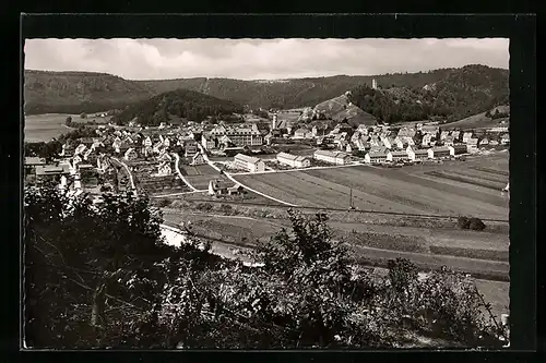 AK Schelklingen, Ortsansicht im Sonnenschein mit St. Konradihaus