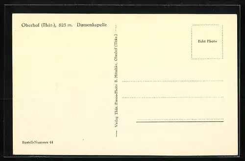 AK Oberhof i. Thür., Damenkapelle in der Zellaer Strasse