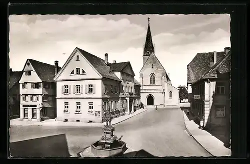 AK Saulgau, Röhrbrunnen, Rathaus u. Johanneskirche