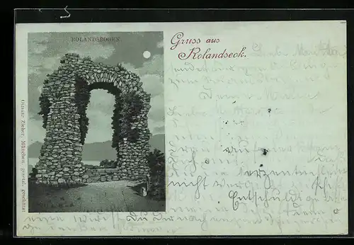 Mondschein-Lithographie Rolandseck, Am Rolandsbogen