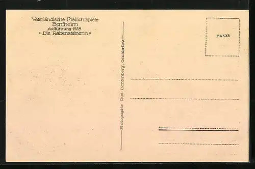 AK Bad Bentheim, Szene aus der Aufführung 1928 Die Rabensteinerin auf der Freilichtbühne