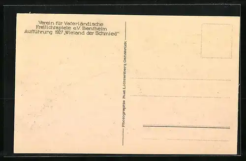 AK Bentheim, Verein für Vaterländische Freilichtspiele e. V., Aufführung 1927 Wieland der Schmied