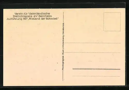 AK Bentheim, Verein für Vaterländische Freilichtspiele, Wieland der Schmied