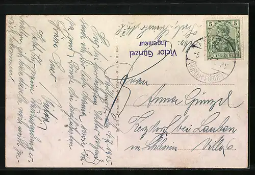 AK Kiel, Logierhaus Seebadeanstalt mit Segelschiff