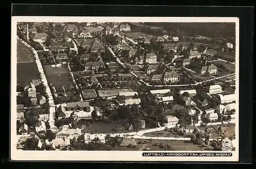 Foto-AK Walter Hahn, Dresden, Nr. 5896: AK Arnsdorf i. S., Ortsansicht vom Flugzeug aus