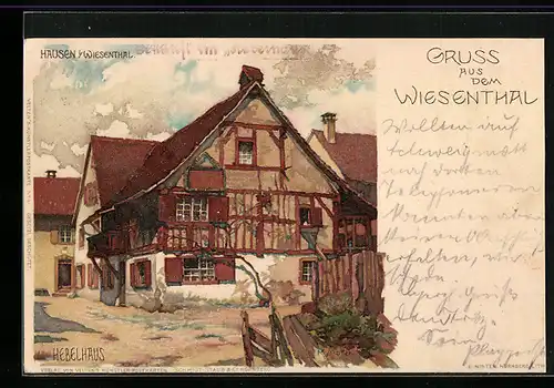 Künstler-AK K. Mutter: Wiesenttal, Blick auf das Hebelhaus
