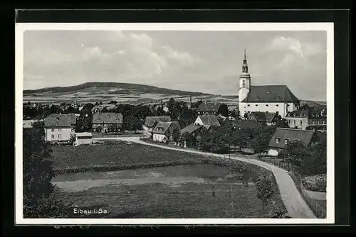 AK Eibau i. Sa., Blick auf Kirche und Beckenberg