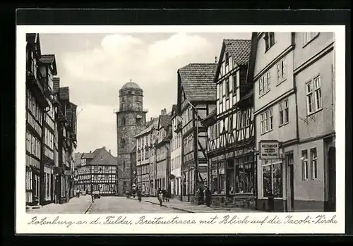 AK Rotenburg a. d. Fulda, Reitenstrasse mit Blick auf die Jacobi-Kirche