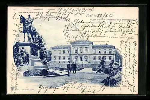 AK Kiel, Kaiser Wilhelm-Denkmal und Universität