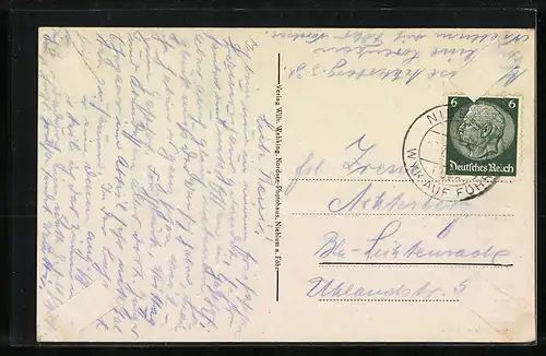 AK Nieblum-Föhr, Ortspartie mit reetgedeckten Häusern