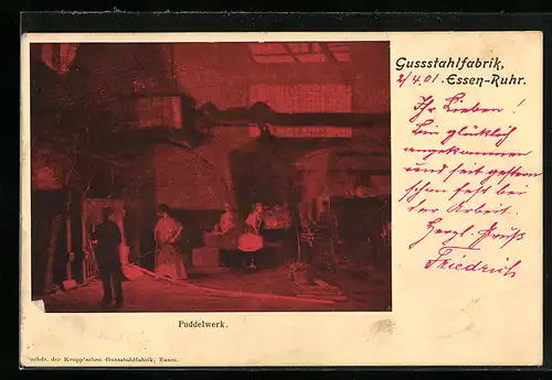 AK Essen-Ruhr, Puddelwerk in der Gussstahlfabrik