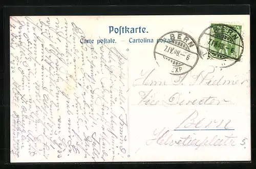 Künstler-AK Bern, ein Ehepaar schaut auf die Stadt hinab