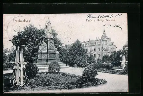 AK Frankenberg, Partie am Kriegerdenkmal