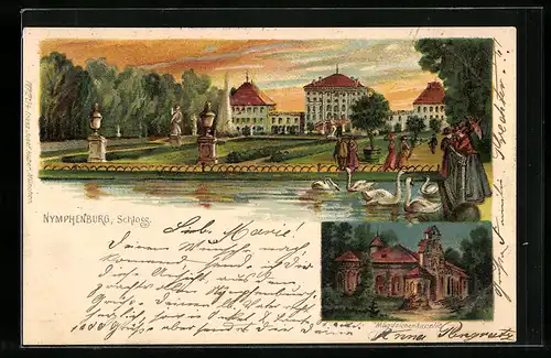 Lithographie München, Nymphenburg, Schloss, Magdalenenkapelle