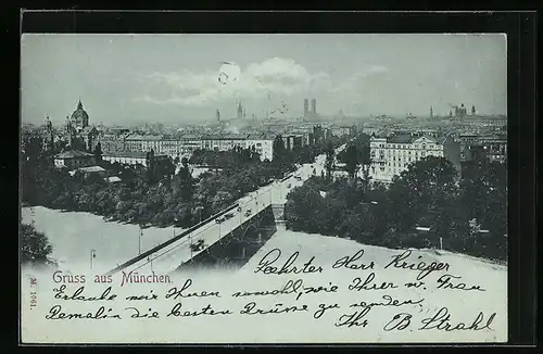 AK München, Ortspartie aus der Vogelschau, Frauenkirche