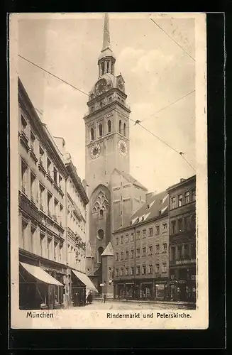 AK München, Rindermarkt und Peterskirche