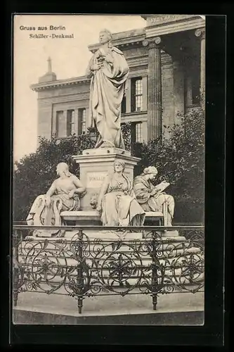 AK Berlin, am Schiller-Denkmal, Gendarmenmarkt