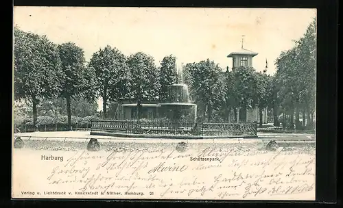 AK Harburg, Schützenpark mit Brunnen