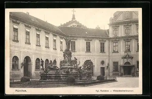 AK München, Kgl. Residenz und Wittelsbacherbrunnen