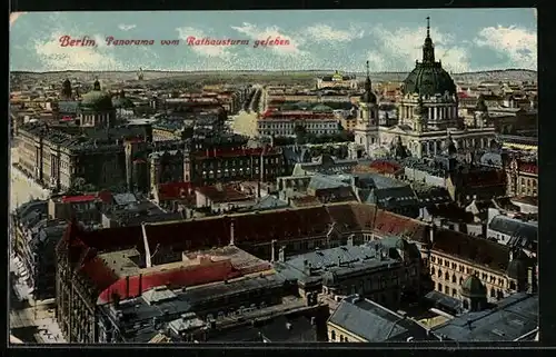 AK Berlin, Panorama vom Rathausturm aus, Dom