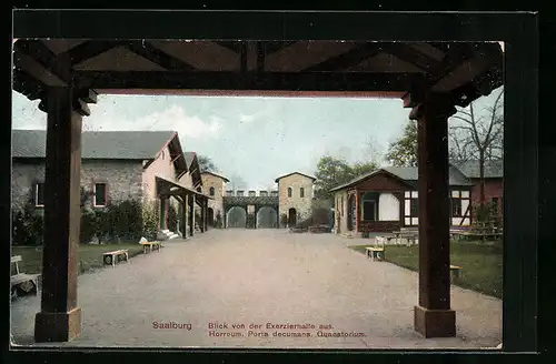 AK Saalburg, Blick von der Exerzierhalle aus