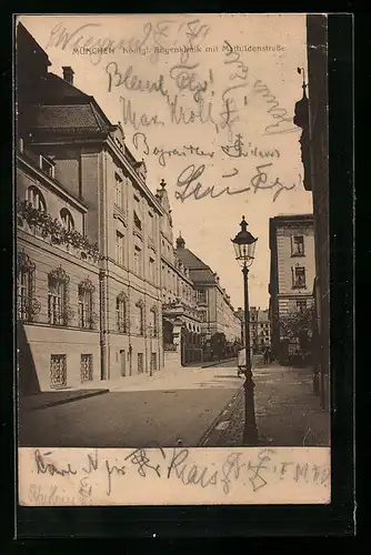 AK München, Königl. Augenklinik mit Mathildenstrasse