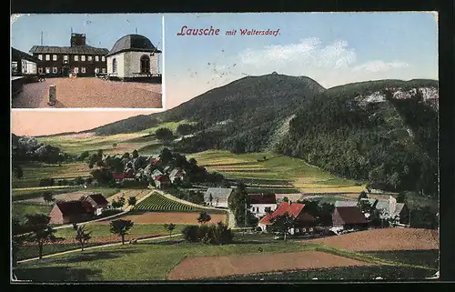 AK Waltersdorf, Gasthaus Lausche, Ortsansicht