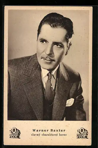 AK Schauspieler Warner Baxter zur Seite blickend