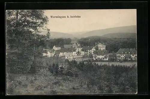 AK Iserlohn-Wermingsen, Ortsansicht mit Wasserpartie