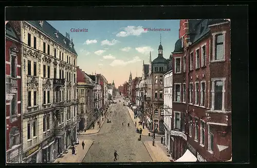 AK Gleiwitz, Strassenpartie Wilhelmstrasse