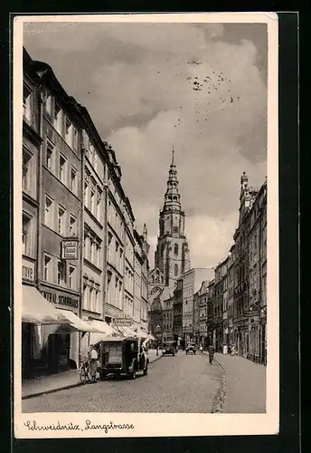 AK Schweidnitz, Langstrasse mit LKW