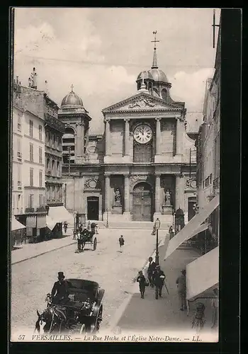 AK Versailles, La Rue Hoche et l`Église Notre-Dame