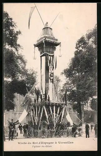 AK Versailles, Visite du Roi d`Espagne, Pylone du Génie