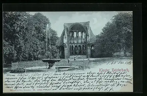 AK Heisterbach, Kloster mit Springbrunnen