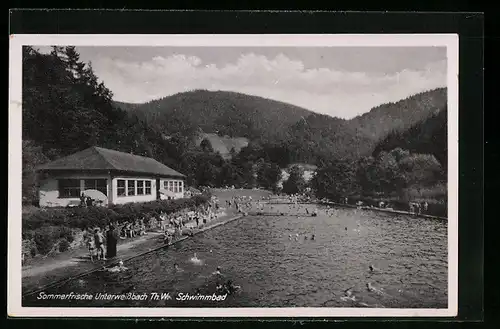 AK Unterweissbach /Th. W., Partie am Schwimmbad