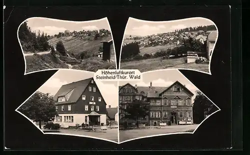 AK Steinheid /Thür. Wald, Gasthof, Ortsansicht aus der Vogelschau