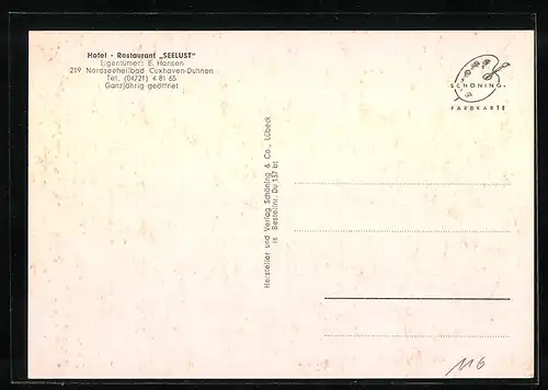 AK Cuxhaven-Duhnen, Hotel-Restaurant Seelust