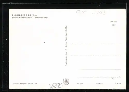AK Elbingerode /Harz, Diakonissenmutterhaus Neuvandsburg