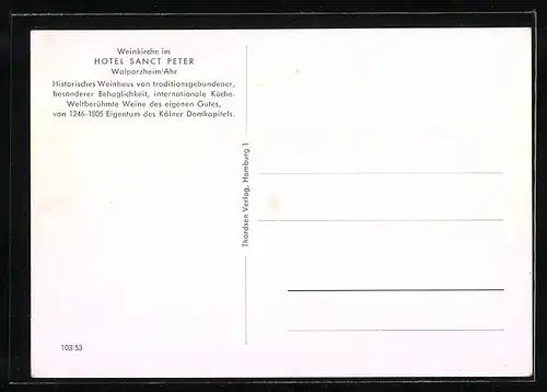 AK Walporzheim /Ahr, Weinkirche im Hotel Sanct Peter