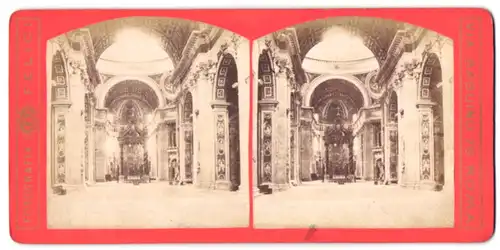 Stereo-Fotografie Felici, Rom, Ansicht Rom, Innenansicht der Peterskirche