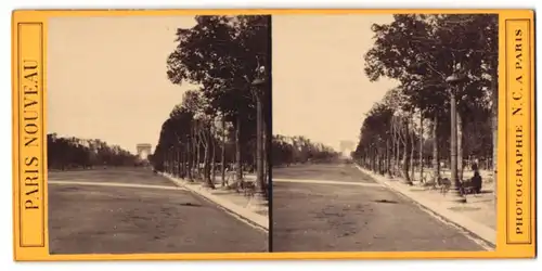 Stereo-Fotografie N. C. A., Paris, Ansicht Paris, vue de la Avenue des Champs-Élysées