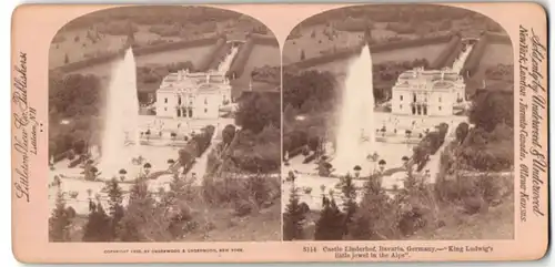 Stereo-Fotografie Littleton View Co., Littleton N.H., Ansicht Ettal, Blick auf das Schloss Linderhof von Ludwig II