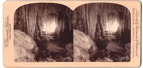 Stereo-Fotografie C. Bierstadt, Niagara Falls / NY, Ansicht Niagara Fälle / NY, Blick in die Feen Grotte, Fairy Grotto