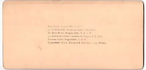 Stereo-Fotografie C. Bierstadt, Niagara Falls / NY, Ansicht Niagara Fälle / NY, Blick in die Feen Grotte, Fairy Grotto