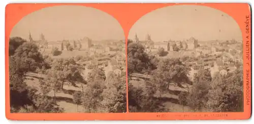 Stereo-Fotografie J. Jullien, Geneve, Ansicht Lausanne, Panoramaansicht der Stadt