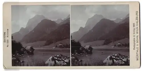 Stereo-Fotografie Würthle & Sohn, Salzburg, Ansicht Hintersee, Blick über den Seen nach dem Ort